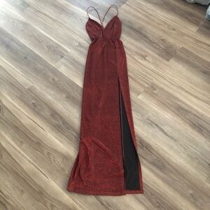 Mind Code Women’s Burgundy Sparkle Thread Evening Dress size Small